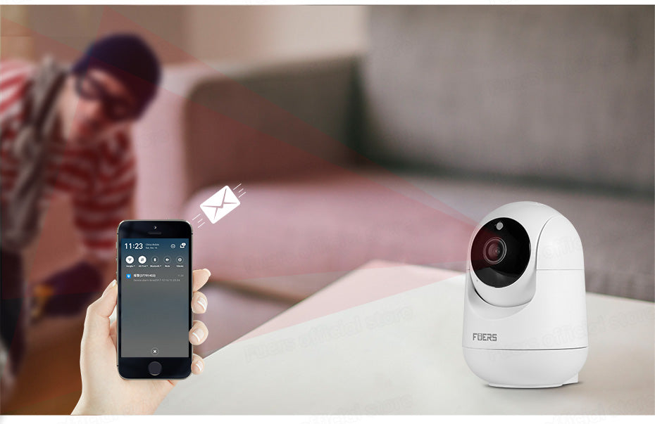 Caméra Surveillance WiFi Intérieure Caméra 360° Connectée Smartphone avec Détection Humaine